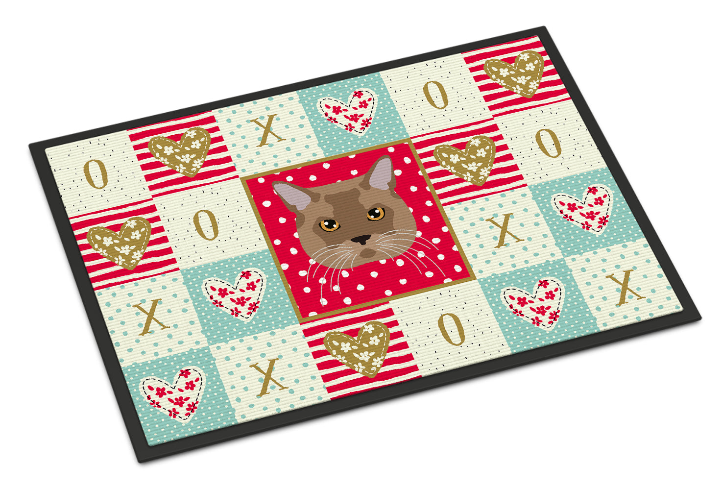 European Burmese Cat Love Doormat Indoor Outdoor 24H X 36W Front Door Mat Rugs for Entryway, Non Slip Washable Low Pile,