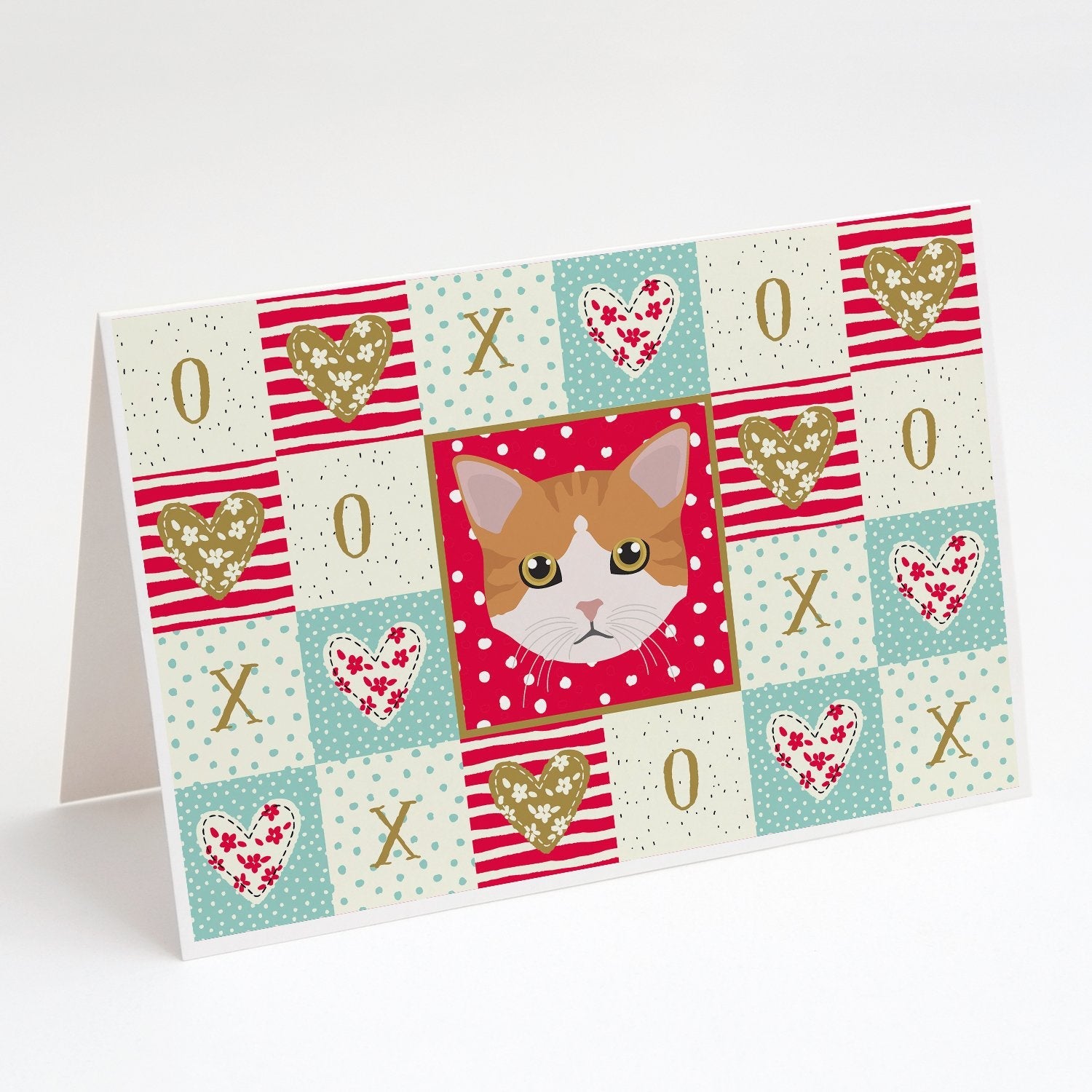 European Shorthair Cat Love Greeting Cards Pack of 8 Blank Cards with Envelopes Whimsical A7 Size 5x7