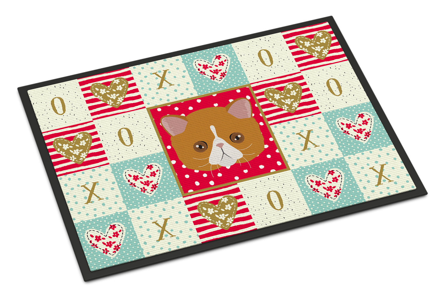 Exotic Shorthair Cat Love Doormat Indoor Outdoor 24H X 36W Front Door Mat Rugs for Entryway, Non Slip Washable Low Pile,
