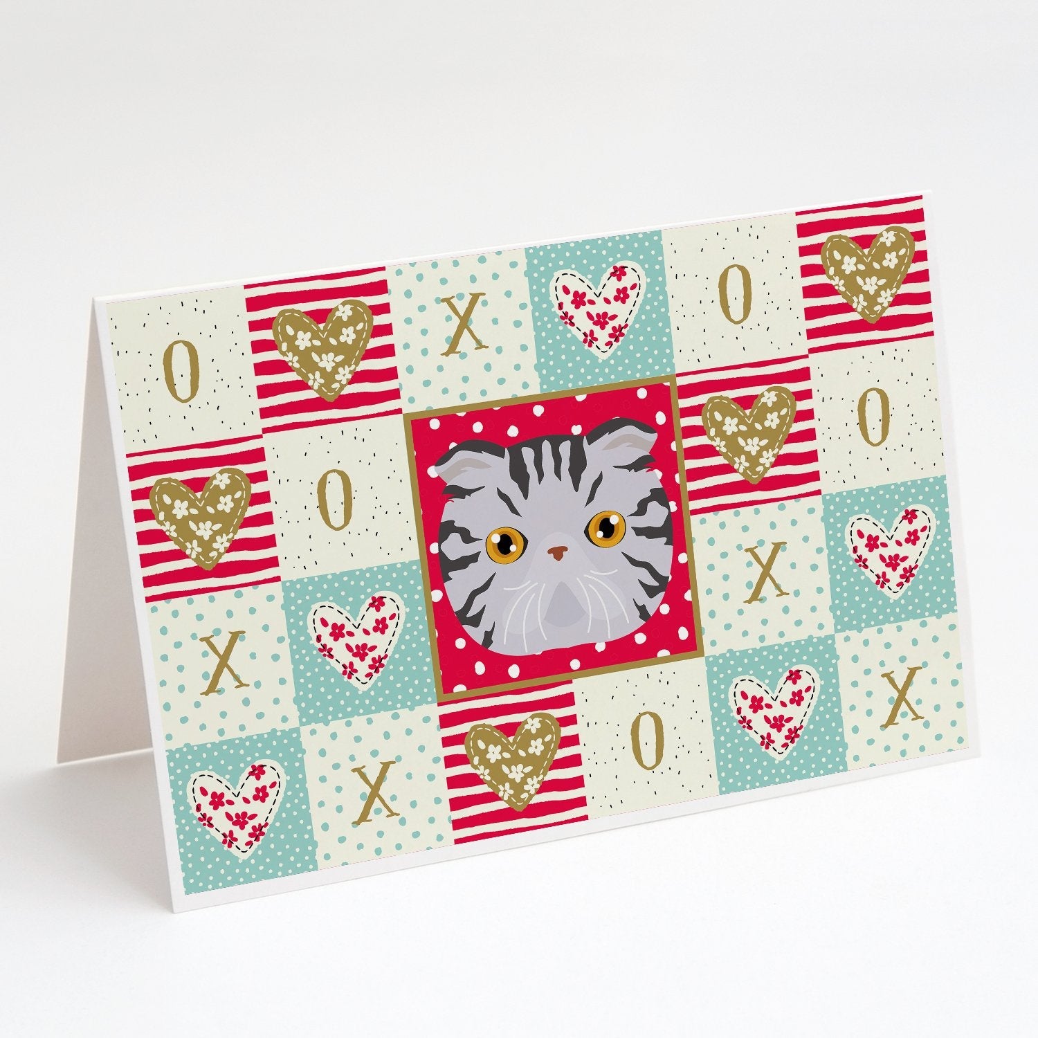 Foldex Exotic Fold Cat Love Greeting Cards Pack of 8 Blank Cards with Envelopes Whimsical A7 Size 5x7