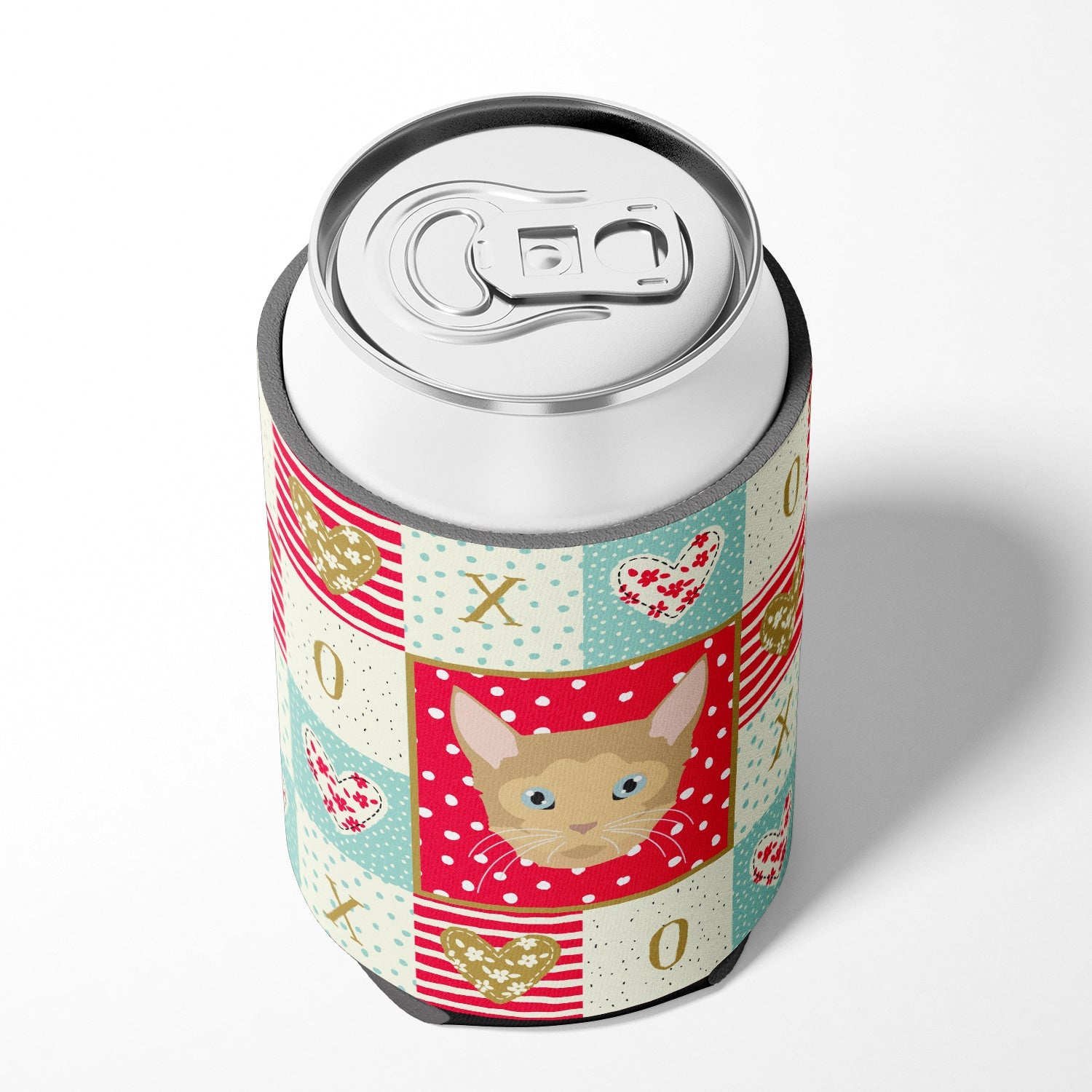 German Rex Cat Love Can or Bottle Hugger Cooler Sleeve for Standard 12 oz Cans, Insulated Foam Beer & Soda Can Hugger Reusable