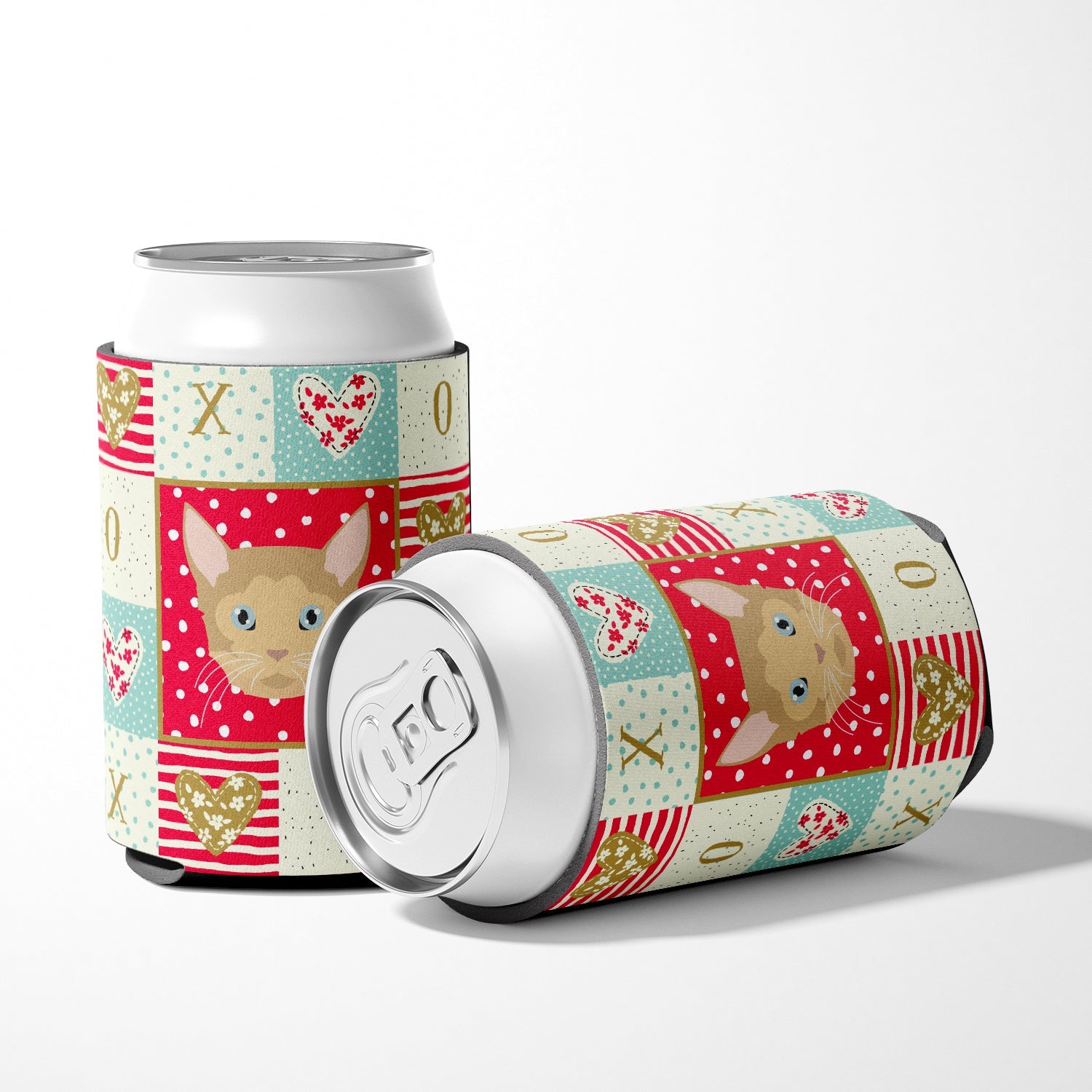 German Rex Cat Love Can or Bottle Hugger Cooler Sleeve for Standard 12 oz Cans, Insulated Foam Beer & Soda Can Hugger Reusable