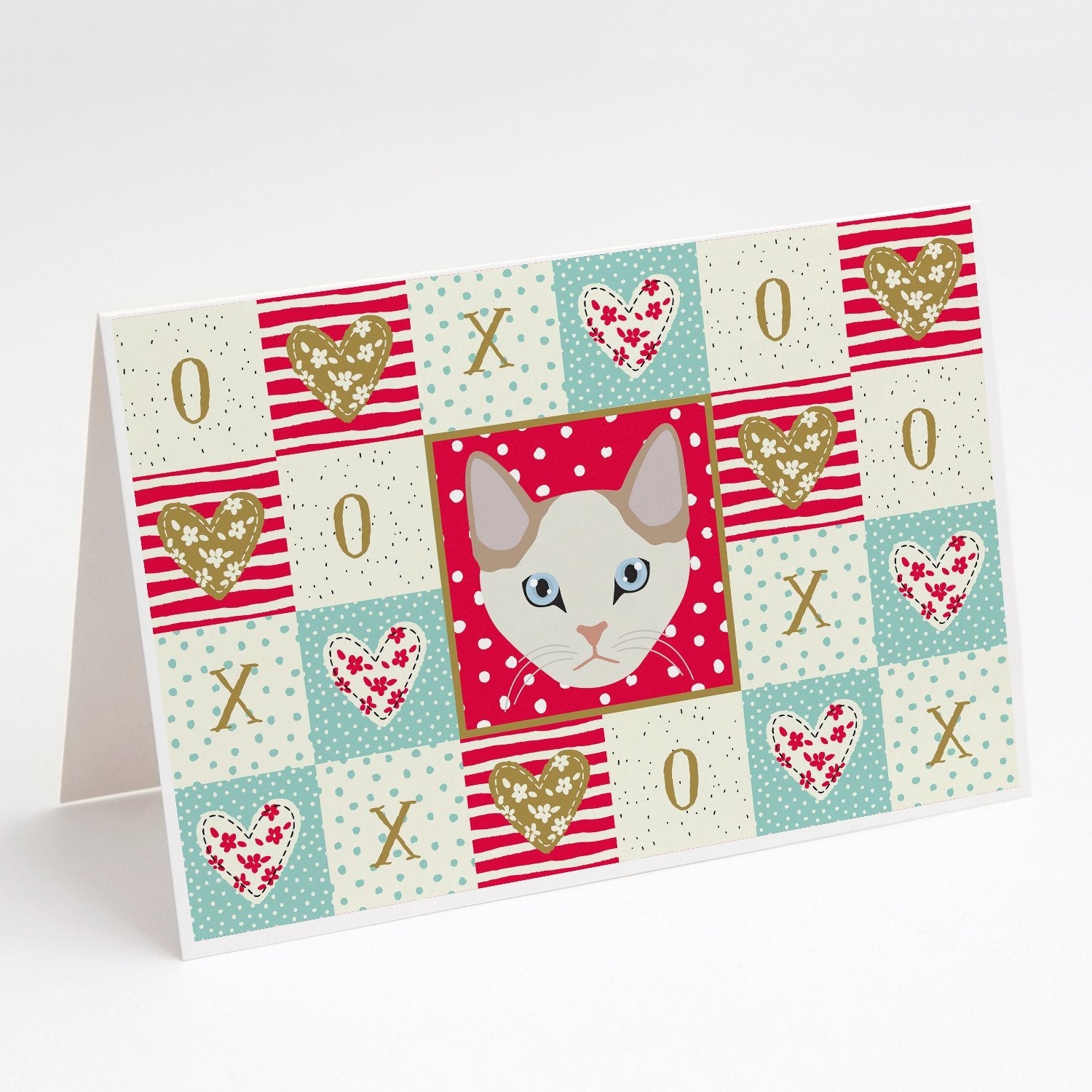 Korean Bobtail Cat Love Greeting Cards Pack of 8 Blank Cards with Envelopes Whimsical A7 Size 5x7