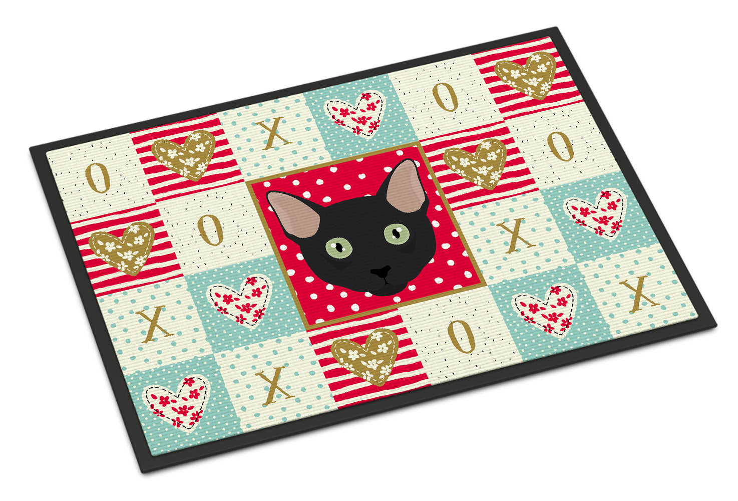 Mandalay Cat Love Doormat Indoor Outdoor 24H X 36W Front Door Mat Rugs for Entryway, Non Slip Washable Low Pile,