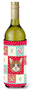 Manx Cat Love Wine Bottle Hugger Gift Sleeve for Standard 750 ml Bottles, Insulated Reusable Also Fits Mini Shot & Pint Bottles
