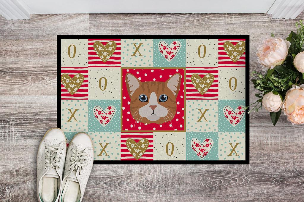 Manx Cat Love Doormat Indoor Outdoor 18H X 27W Front Door Mat Rugs for Entryway, Non Slip Washable