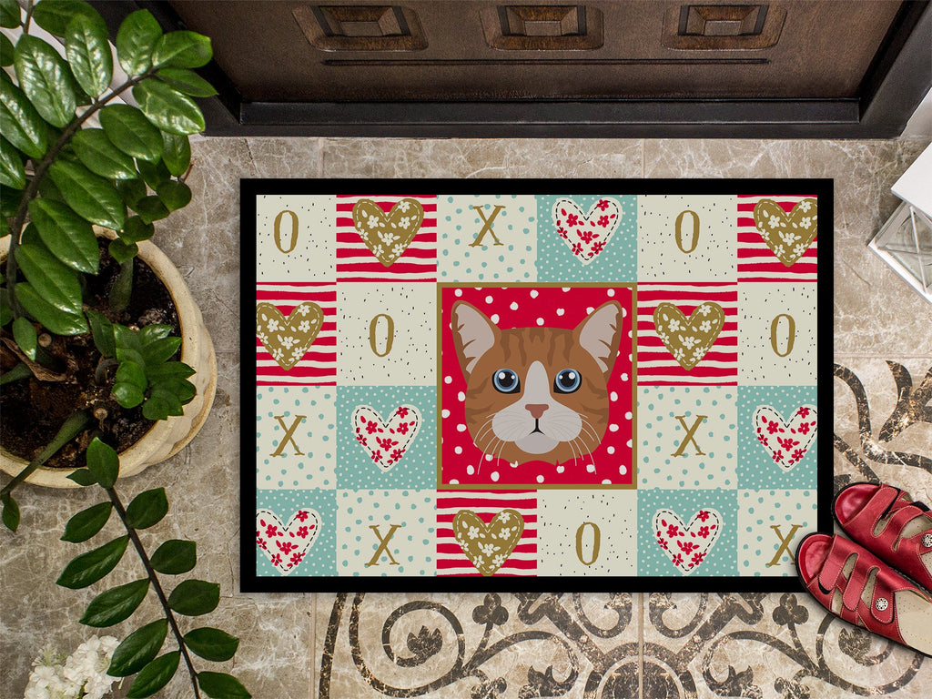 Manx Cat Love Doormat Indoor Outdoor 18H X 27W Front Door Mat Rugs for Entryway, Non Slip Washable