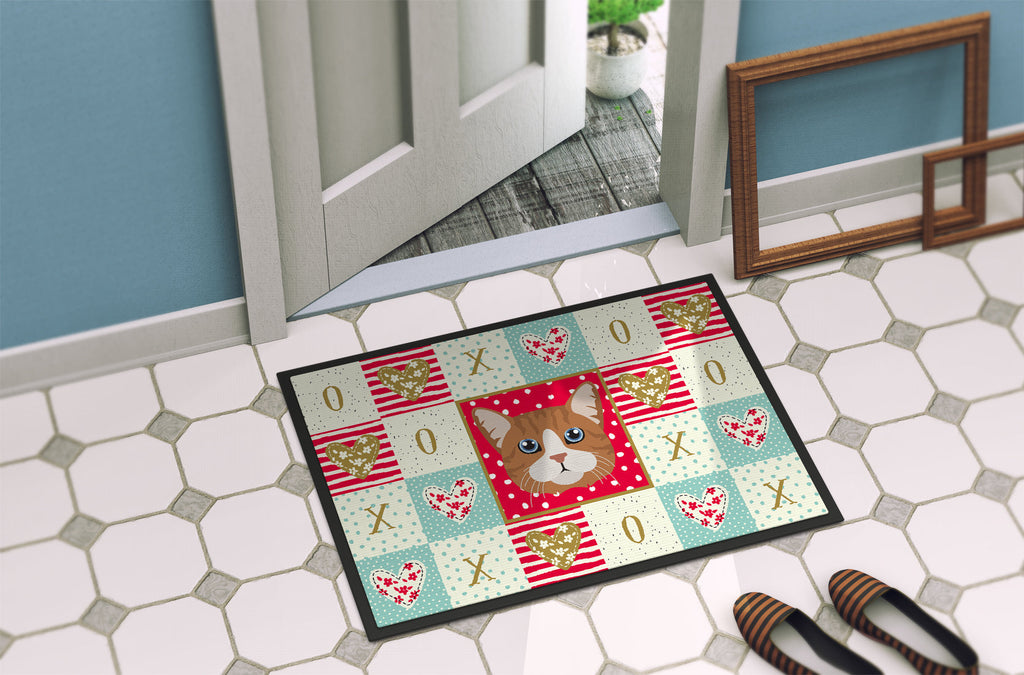 Manx Cat Love Doormat Indoor Outdoor 18H X 27W Front Door Mat Rugs for Entryway, Non Slip Washable