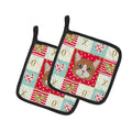Manx Cat Love Pot Holder Set of 2 Heat Resistant Quilted Hot Pads 7.5 x 7.5 Inch, Insulated Kitchen Trivets for Cooking & Baking
