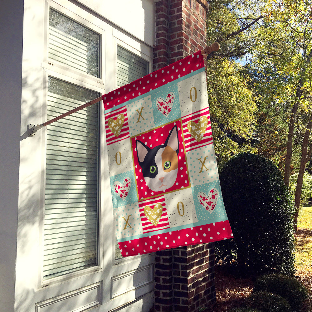 Munchkin Cat Love House Flag 28x40 Porch Sleeve Pole Decorative Outside Yard Banner Artwork Wall Hanging, Polyester