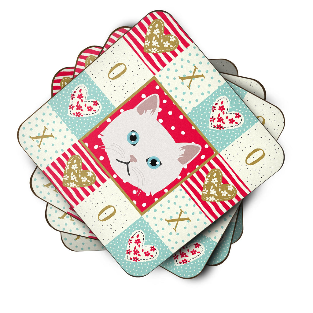 Napoleon Cat Love Foam Coasters Set of 4 Cup Coasters for Indoor Outdoor, Tabletop Protection, Anti Slip, Mouse pad Material
