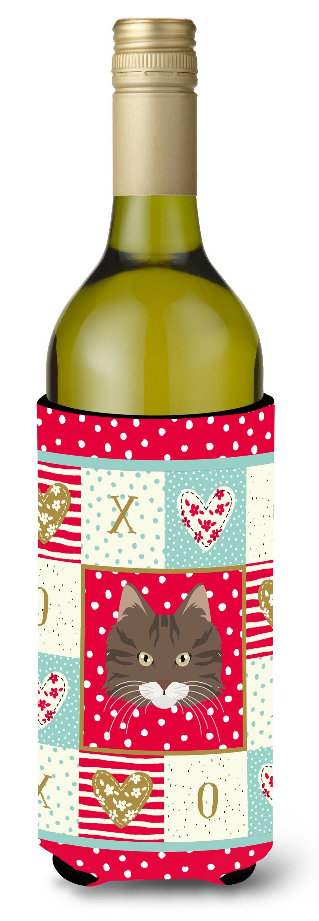 Norwegian Forest Cat Love Wine Bottle Hugger Gift Sleeve for Standard 750 ml Bottles, Insulated Reusable Also Fits Mini Shot & Pint Bottles