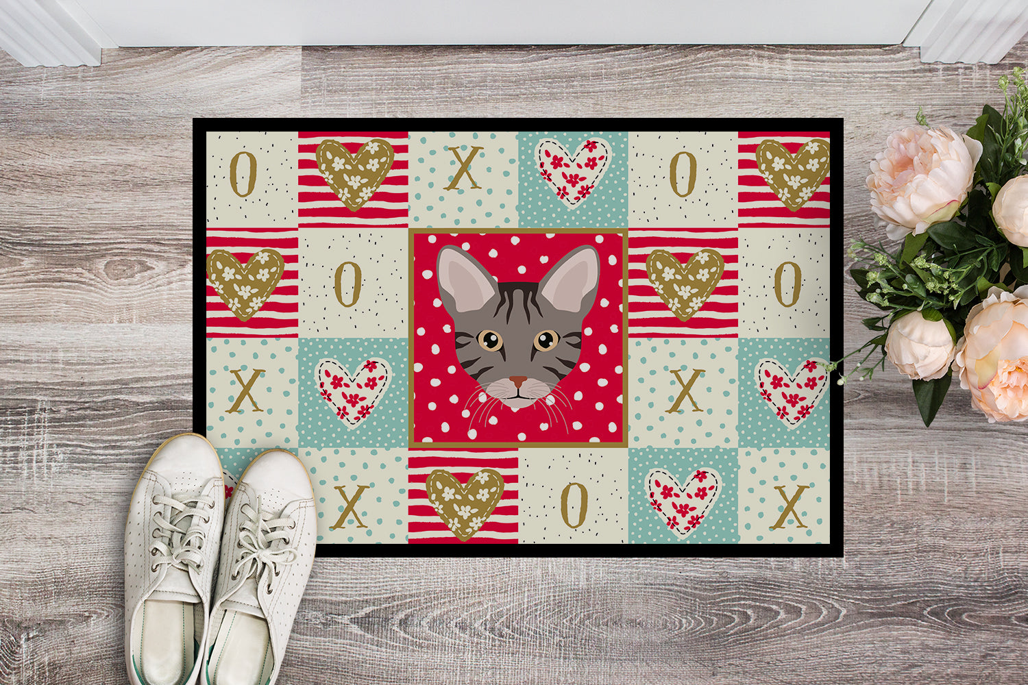Ocicat Cat Love Doormat Indoor Outdoor 24H X 36W Front Door Mat Rugs for Entryway, Non Slip Washable Low Pile,