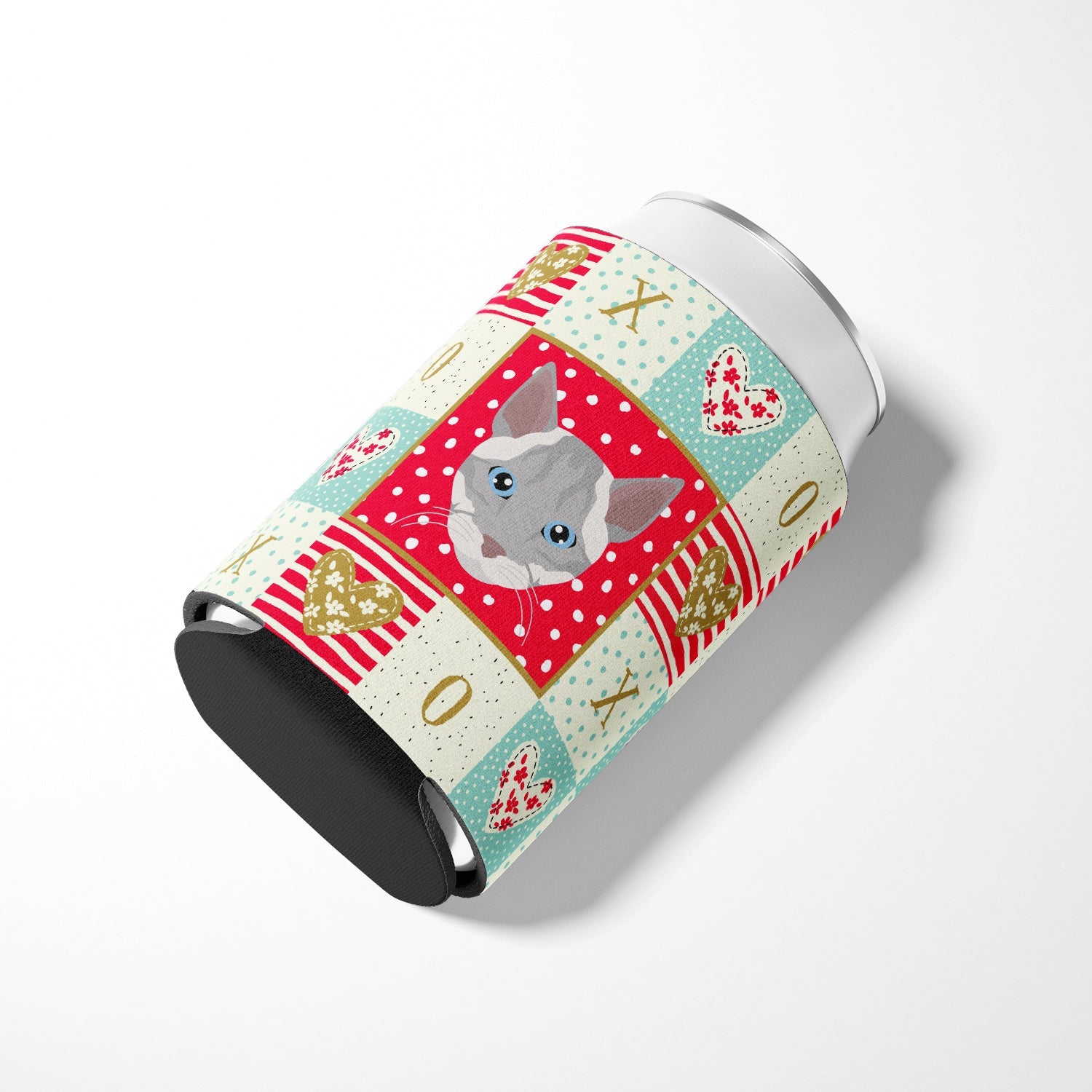 Ojos Azules Cat Love Can or Bottle Hugger Cooler Sleeve for Standard 12 oz Cans, Insulated Foam Beer & Soda Can Hugger Reusable