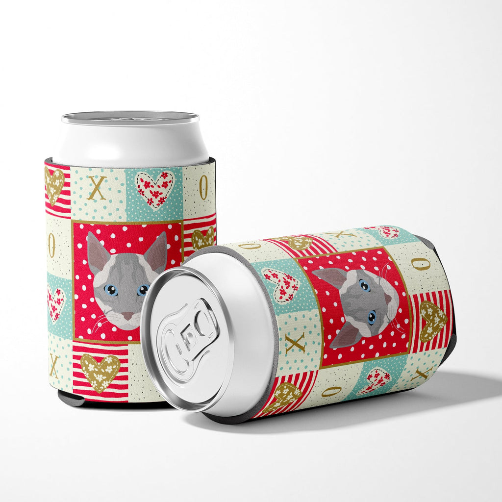 Ojos Azules Cat Love Can or Bottle Hugger Cooler Sleeve for Standard 12 oz Cans, Insulated Foam Beer & Soda Can Hugger Reusable