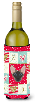 Oriental Bicolor Cat Love Wine Bottle Hugger Gift Sleeve for Standard 750 ml Bottles, Insulated Reusable Also Fits Mini Shot & Pint Bottles