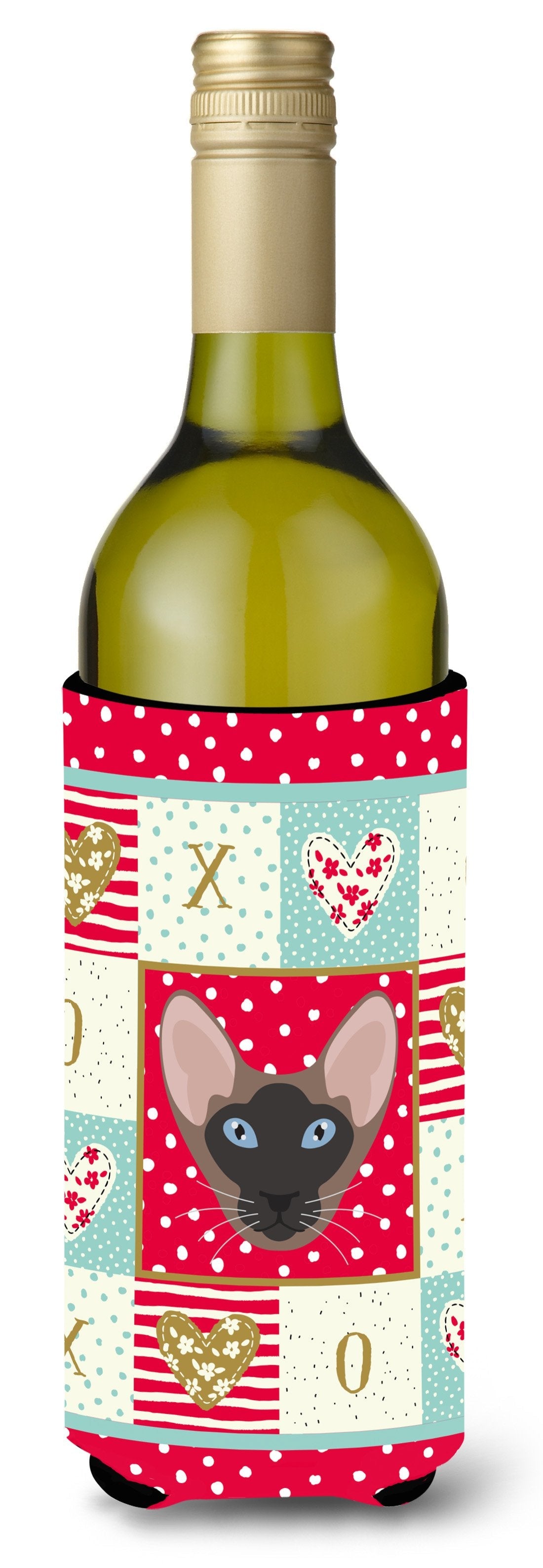 Oriental Bicolor Cat Love Wine Bottle Hugger Gift Sleeve for Standard 750 ml Bottles, Insulated Reusable Also Fits Mini Shot & Pint Bottles