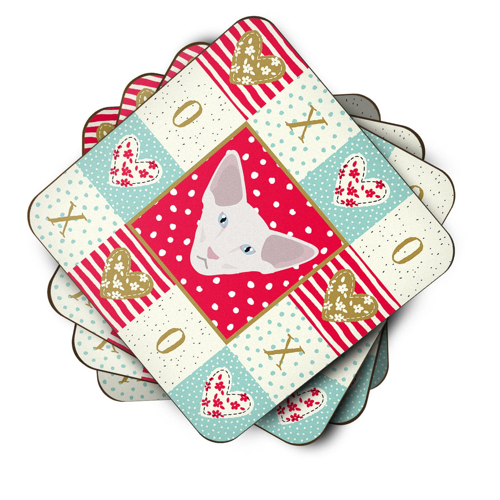 Oriental Longhair Cat Love Foam Coasters Set of 4 Cup Coasters for Indoor Outdoor, Tabletop Protection, Anti Slip, Mouse pad Material