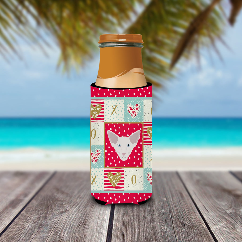 Oriental Longhair Cat Love Slim Can Hugger , Insulated Foam Hugger for 12 oz Slim Cans, Beer Bottles & Water Bottles, Printed in USA
