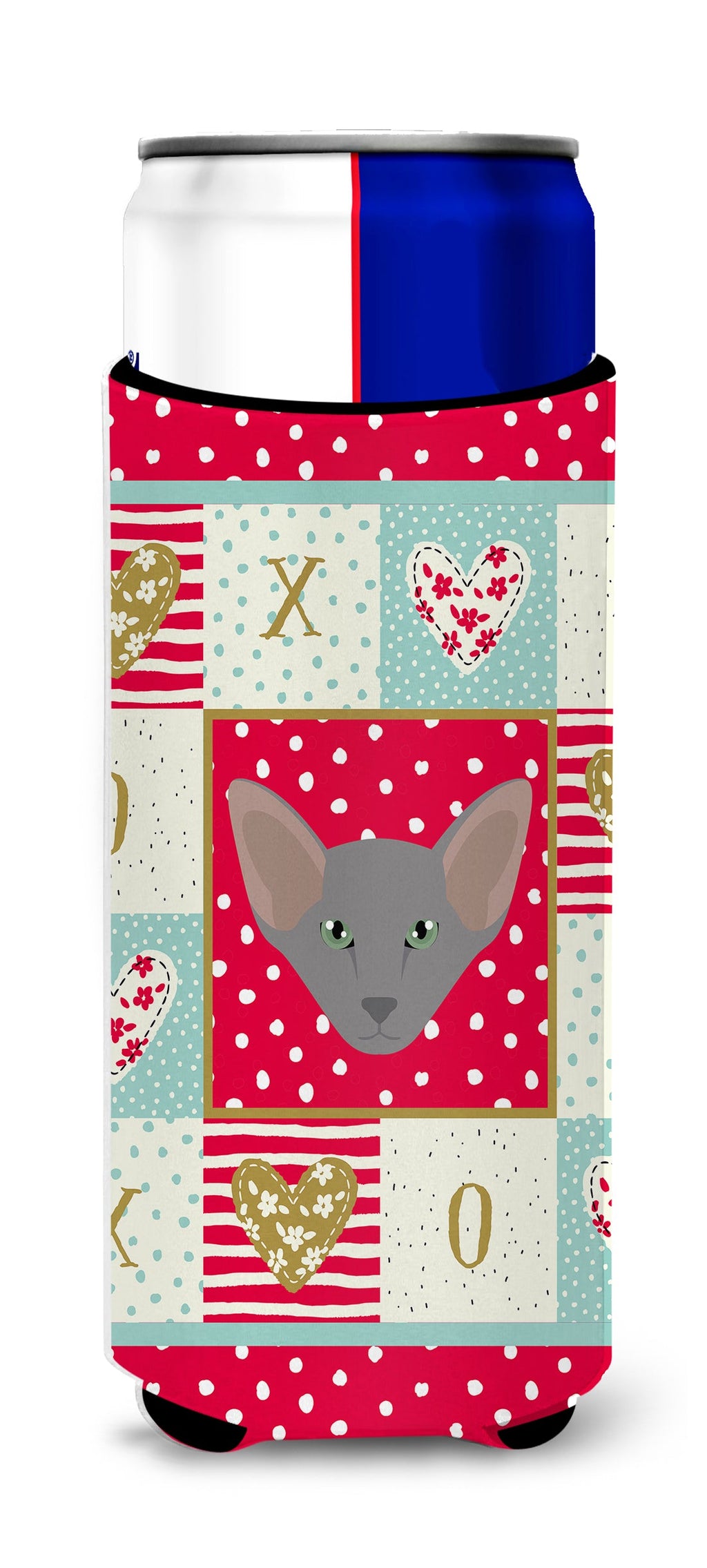 Oriental Shorthair Cat Love Slim Can Hugger , Insulated Foam Hugger for 12 oz Slim Cans, Beer Bottles & Water Bottles, Printed in USA