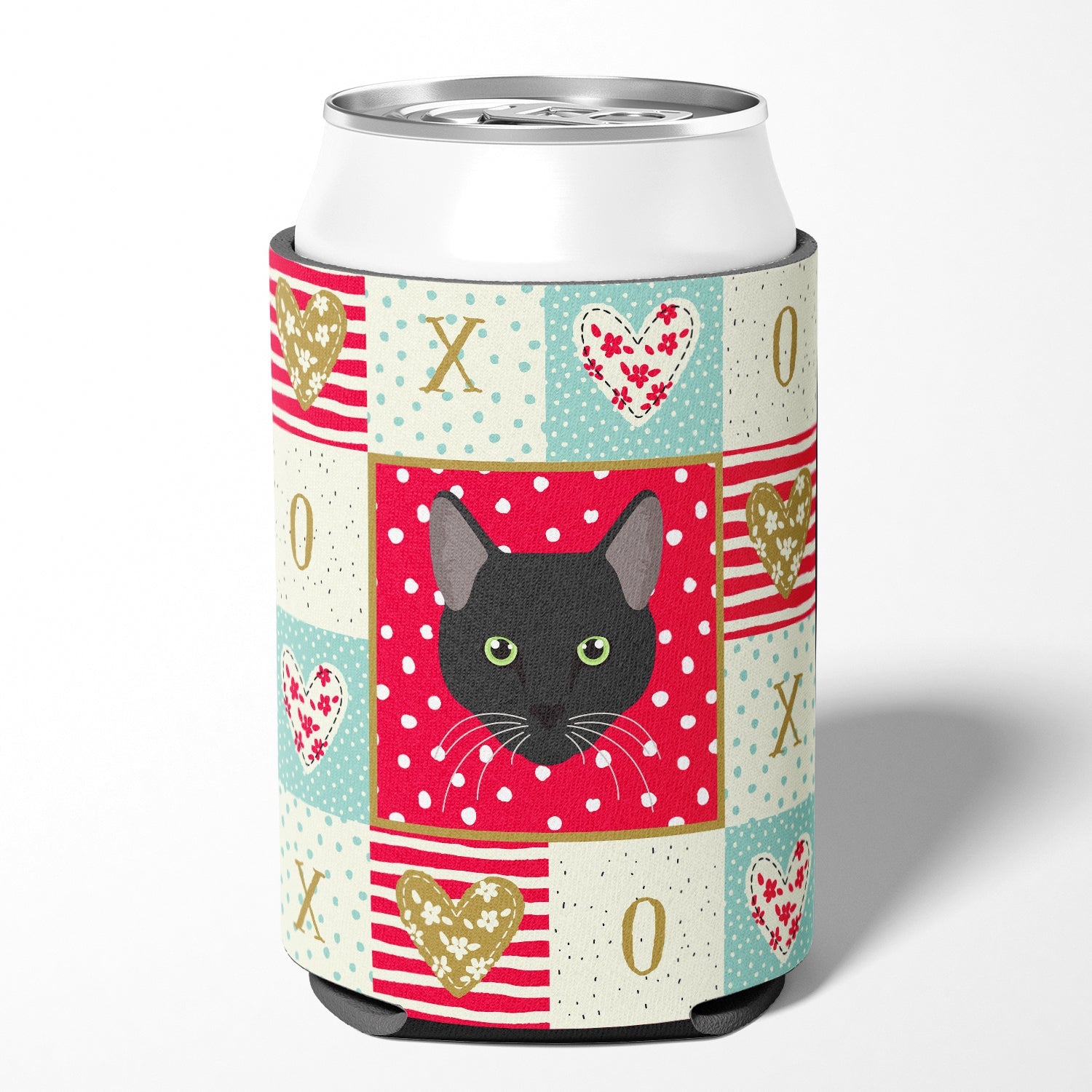 Pantherette Cat Love Can or Bottle Hugger Cooler Sleeve for Standard 12 oz Cans, Insulated Foam Beer & Soda Can Hugger Reusable