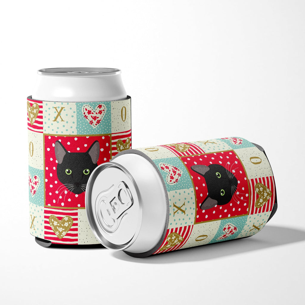 Pantherette Cat Love Can or Bottle Hugger Cooler Sleeve for Standard 12 oz Cans, Insulated Foam Beer & Soda Can Hugger Reusable