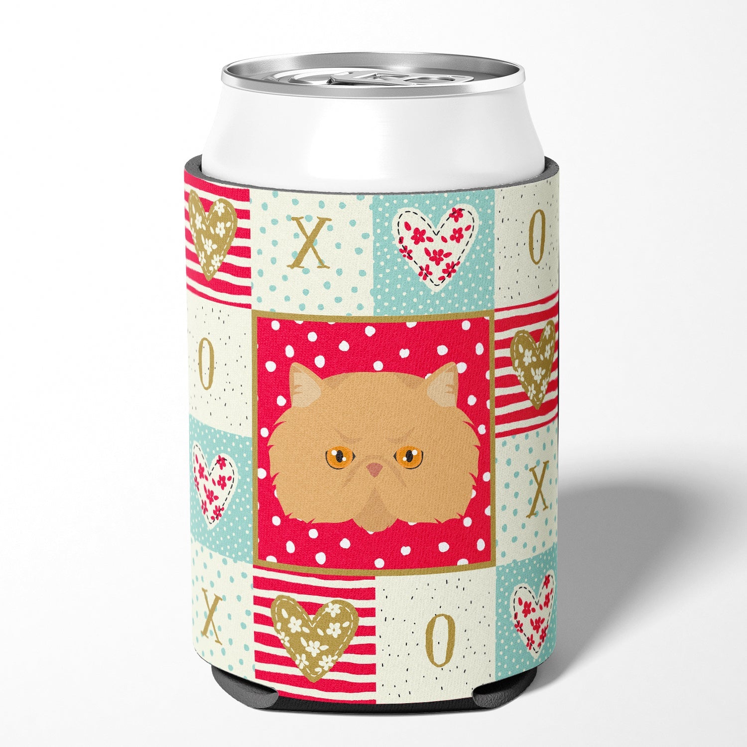 Persian Modern Cat Love Can or Bottle Hugger Cooler Sleeve for Standard 12 oz Cans, Insulated Foam Beer & Soda Can Hugger Reusable