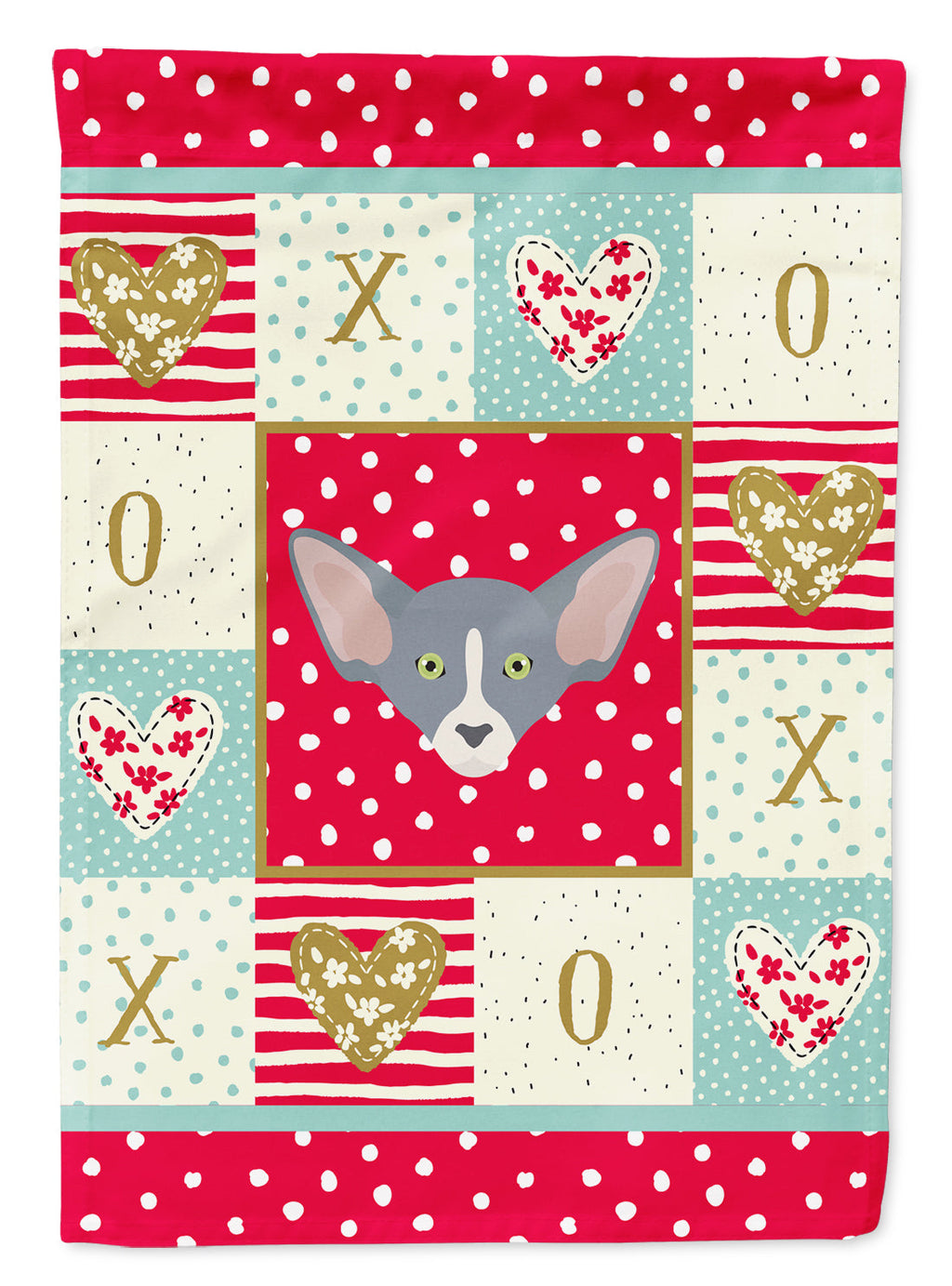 Peterbald Cat Love House Flag 28x40 Porch Sleeve Pole Decorative Outside Yard Banner Artwork Wall Hanging, Polyester