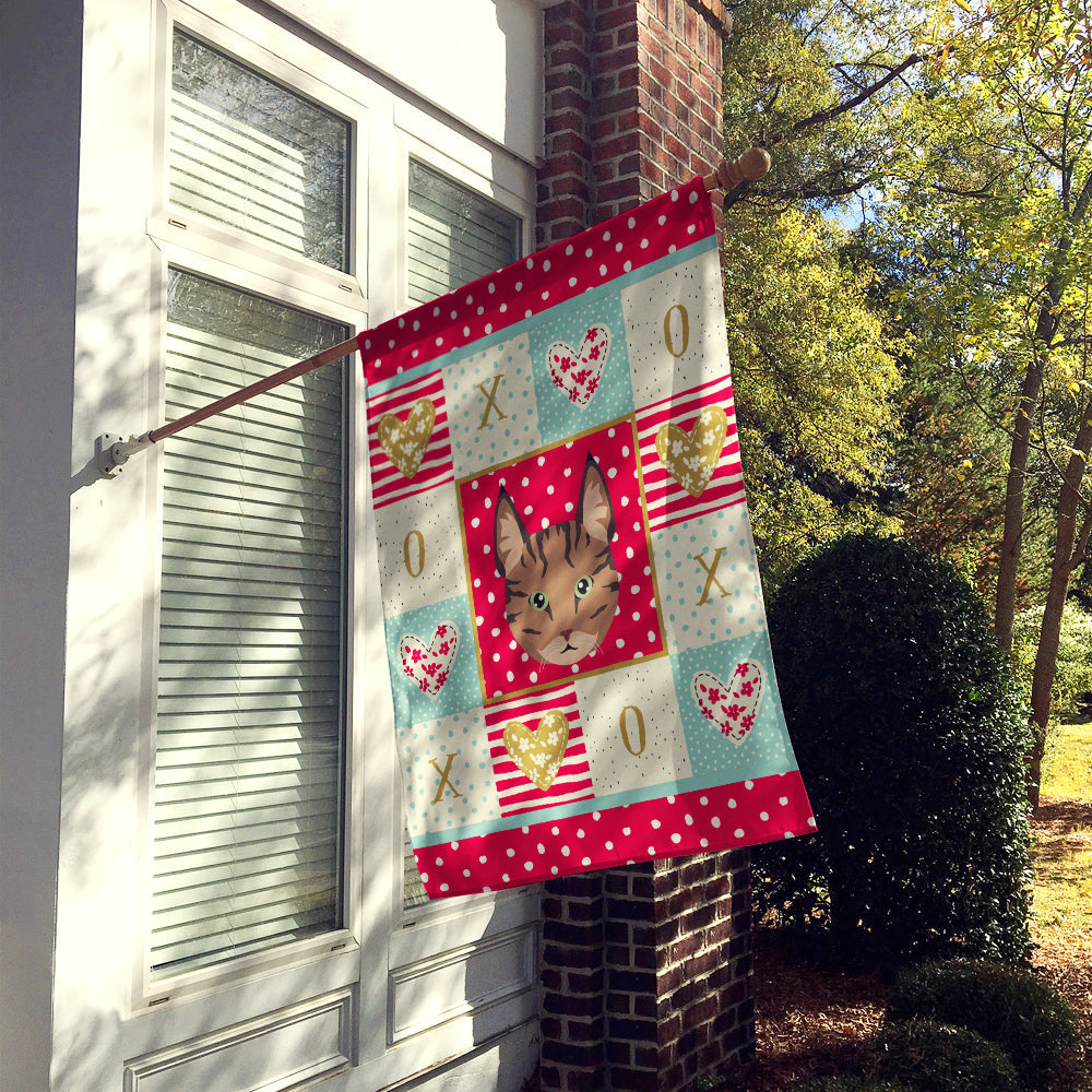 Pixie Bob Cat Love House Flag 28x40 Porch Sleeve Pole Decorative Outside Yard Banner Artwork Wall Hanging, Polyester