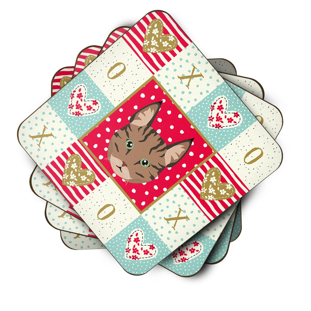 Pixie Bob Cat Love Foam Coasters Set of 4 Cup Coasters for Indoor Outdoor, Tabletop Protection, Anti Slip, Mouse pad Material