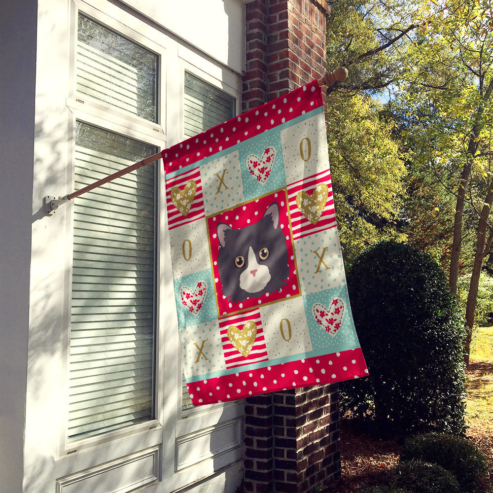 Poodle Cat Love House Flag 28x40 Porch Sleeve Pole Decorative Outside Yard Banner Artwork Wall Hanging, Polyester