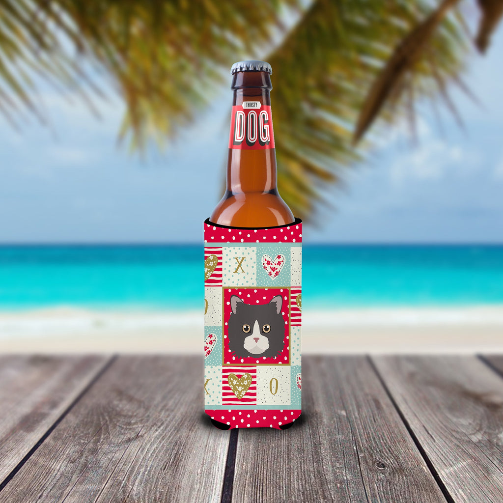 Poodle Cat Love Slim Can Hugger , Insulated Foam Hugger for 12 oz Slim Cans, Beer Bottles & Water Bottles, Printed in USA