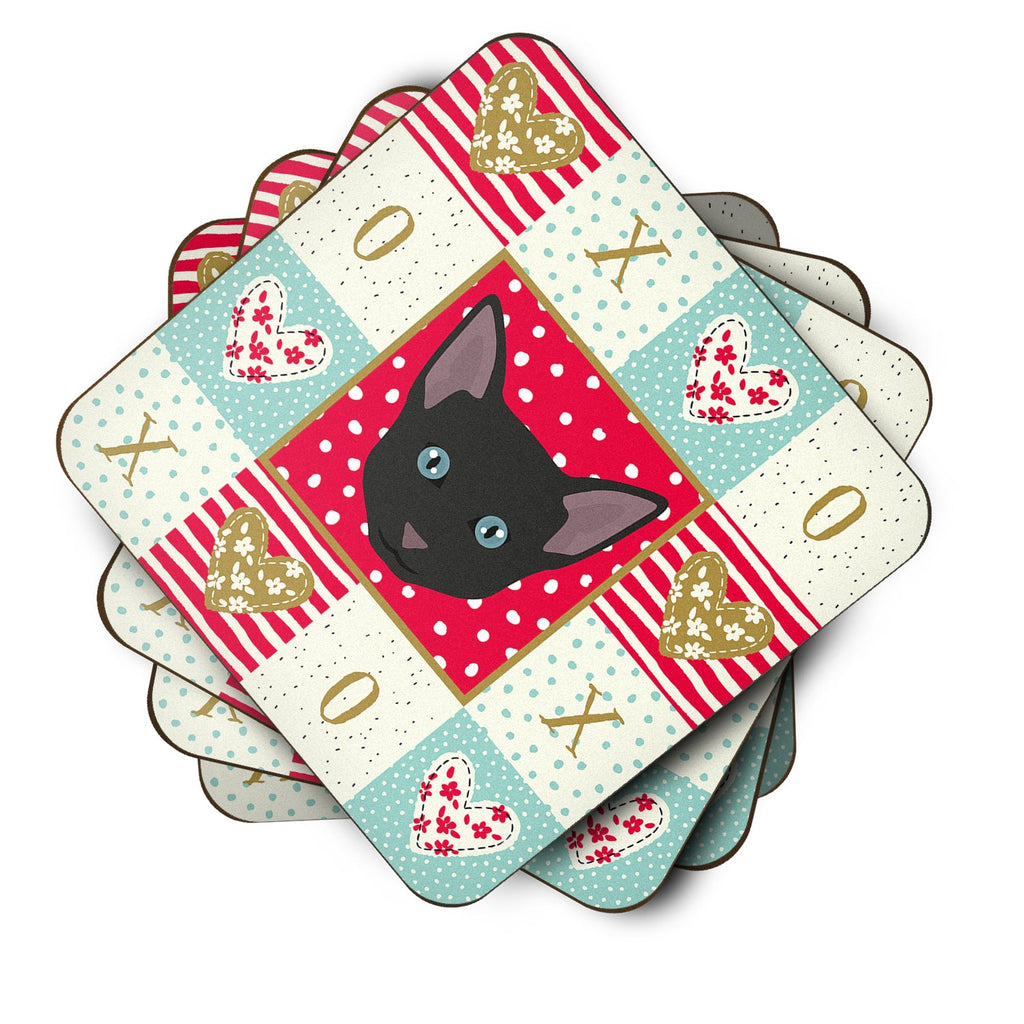 Russian White Black Cat Love Foam Coasters Set of 4 Cup Coasters for Indoor Outdoor, Tabletop Protection, Anti Slip, Mouse pad Material