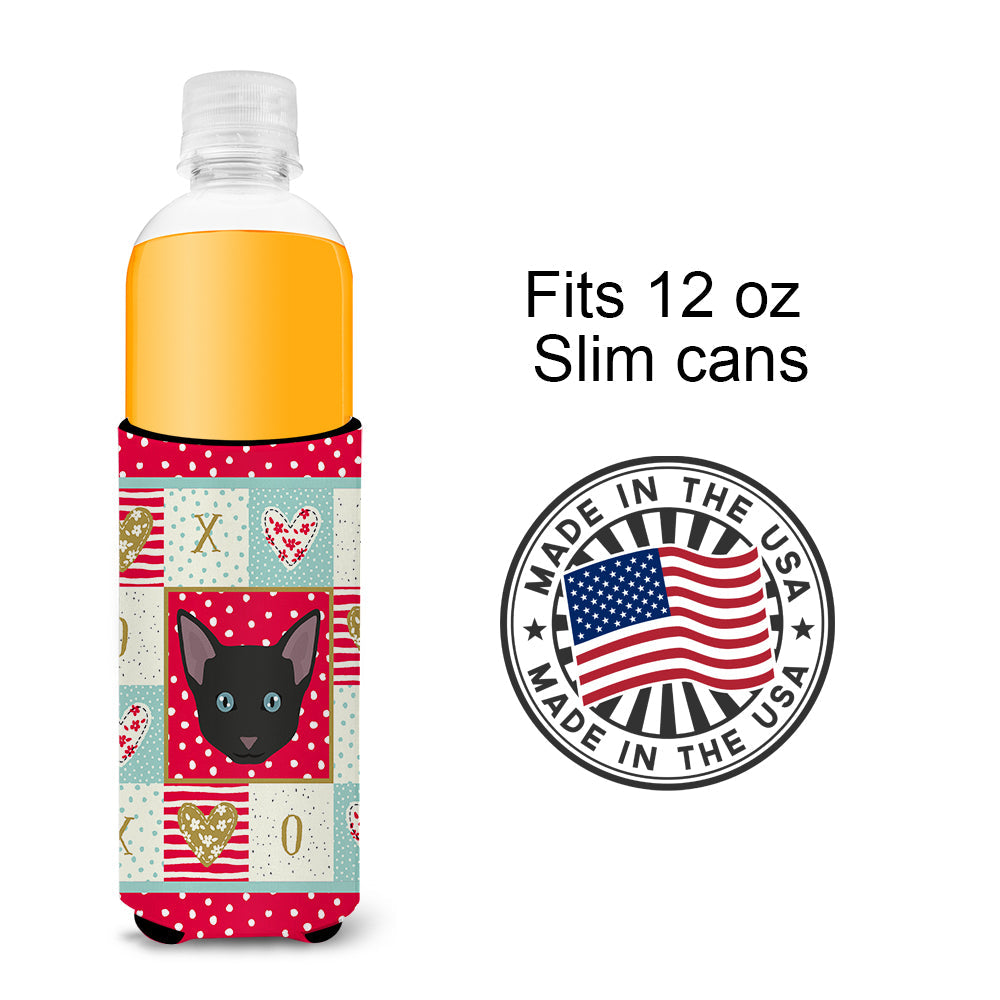 Russian White Black Cat Love Slim Can Hugger , Insulated Foam Hugger for 12 oz Slim Cans, Beer Bottles & Water Bottles, Printed in USA