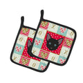 Russian White Black Cat Love Pot Holder Set of 2 Heat Resistant Quilted Hot Pads 7.5 x 7.5 Inch, Insulated Kitchen Trivets for Cooking & Baking
