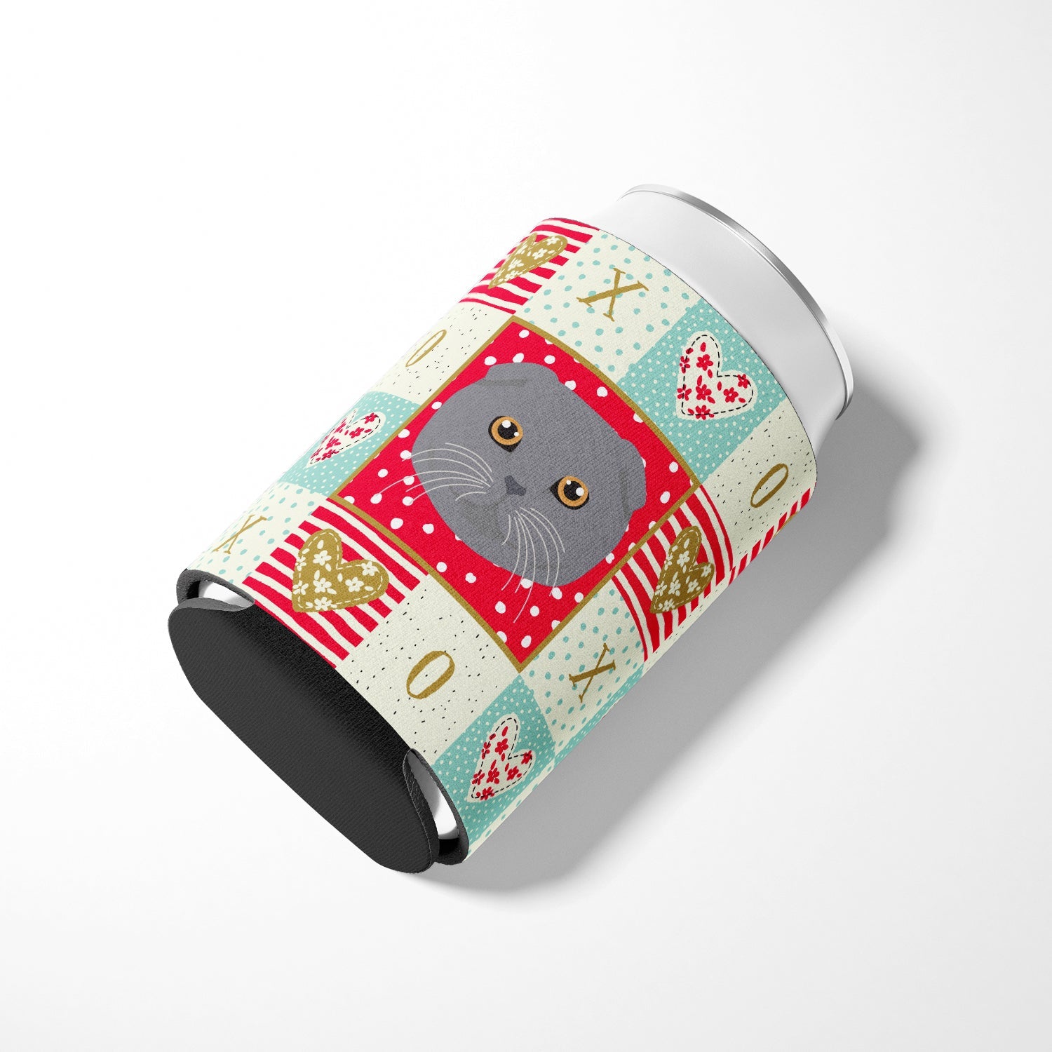 Scottish Fold Cat Love Can or Bottle Hugger Cooler Sleeve for Standard 12 oz Cans, Insulated Foam Beer & Soda Can Hugger Reusable