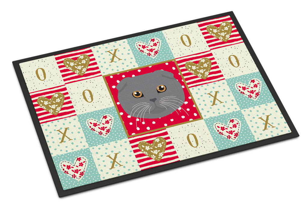 Scottish Fold Cat Love Doormat Indoor Outdoor 24H X 36W Front Door Mat Rugs for Entryway, Non Slip Washable Low Pile,