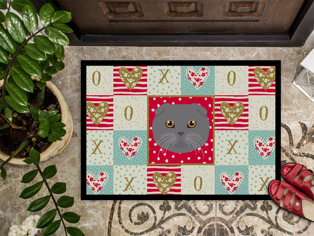 Scottish Fold Cat Love Doormat Indoor Outdoor 24H X 36W Front Door Mat Rugs for Entryway, Non Slip Washable Low Pile,