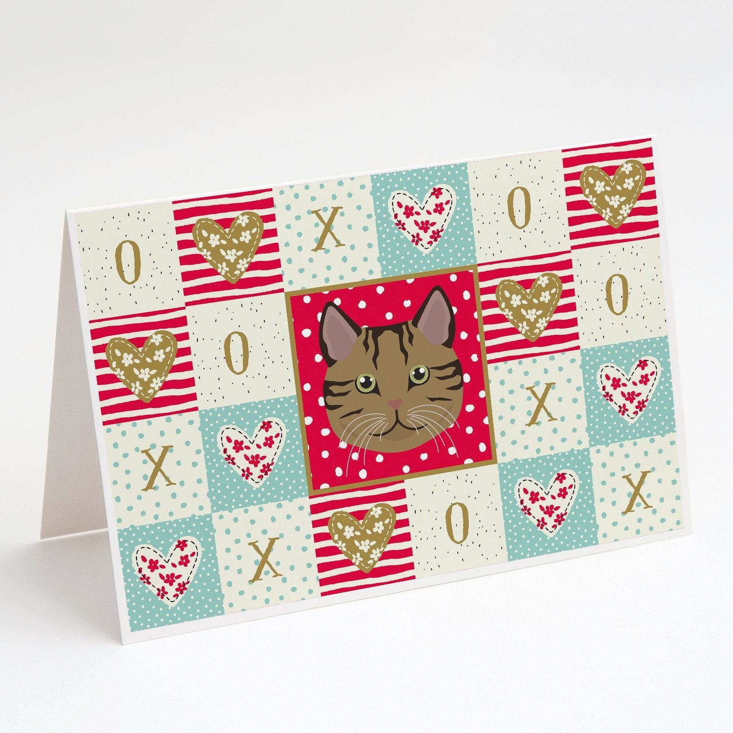 Scottish Straight Cat Love Greeting Cards Pack of 8 Blank Cards with Envelopes Whimsical A7 Size 5x7