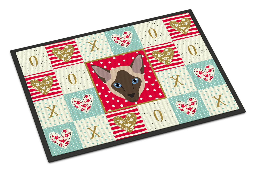 Siamese Modern Cat Love Doormat Indoor Outdoor 18H X 27W Front Door Mat Rugs for Entryway, Non Slip Washable