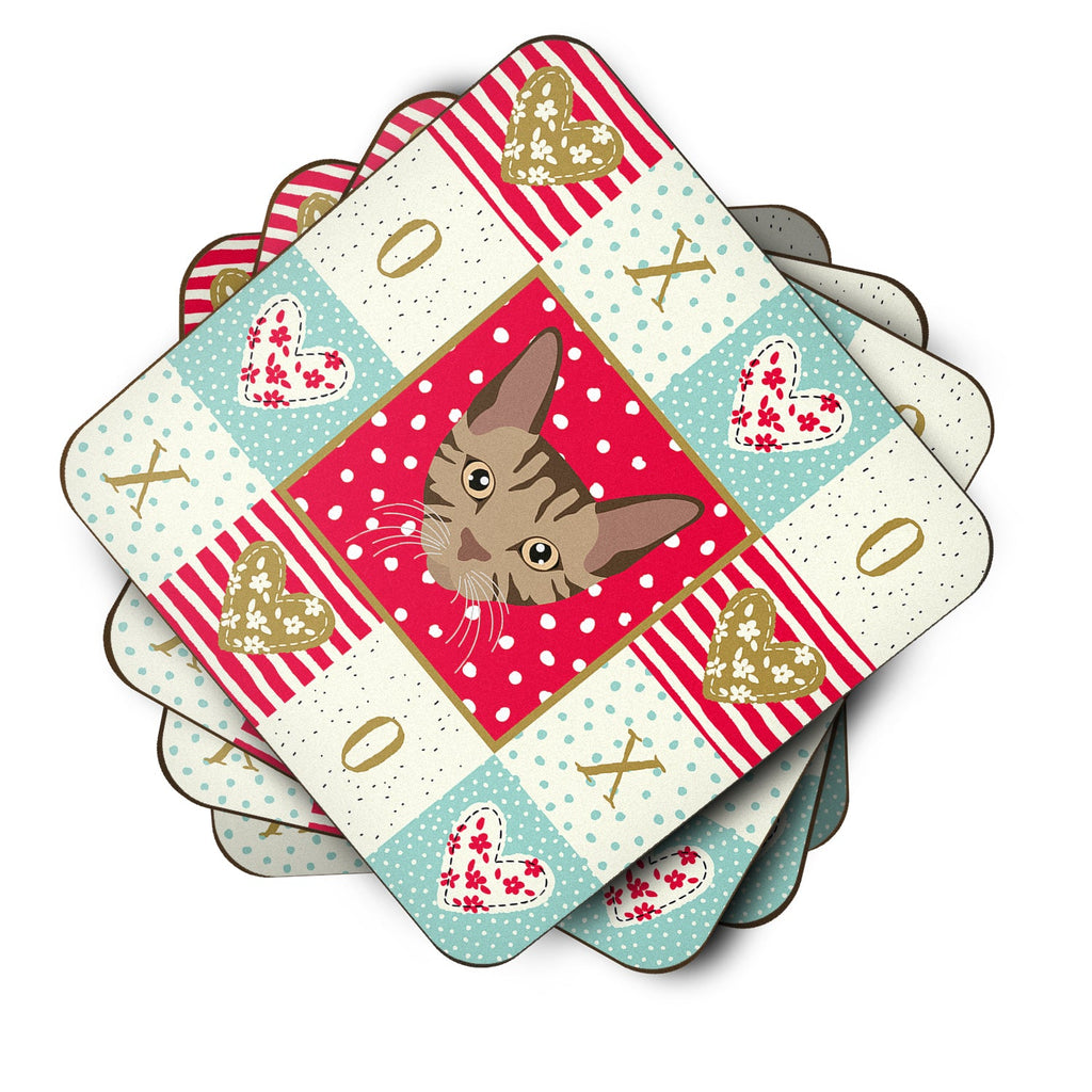 Sokoke Cat Love Foam Coasters Set of 4 Cup Coasters for Indoor Outdoor, Tabletop Protection, Anti Slip, Mouse pad Material
