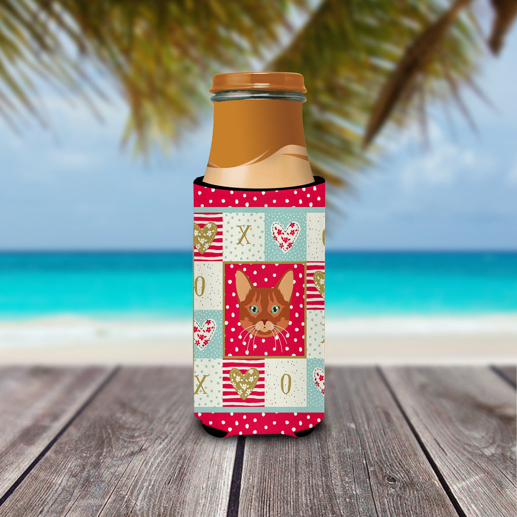 Somali Cat Love Slim Can Hugger , Insulated Foam Hugger for 12 oz Slim Cans, Beer Bottles & Water Bottles, Printed in USA