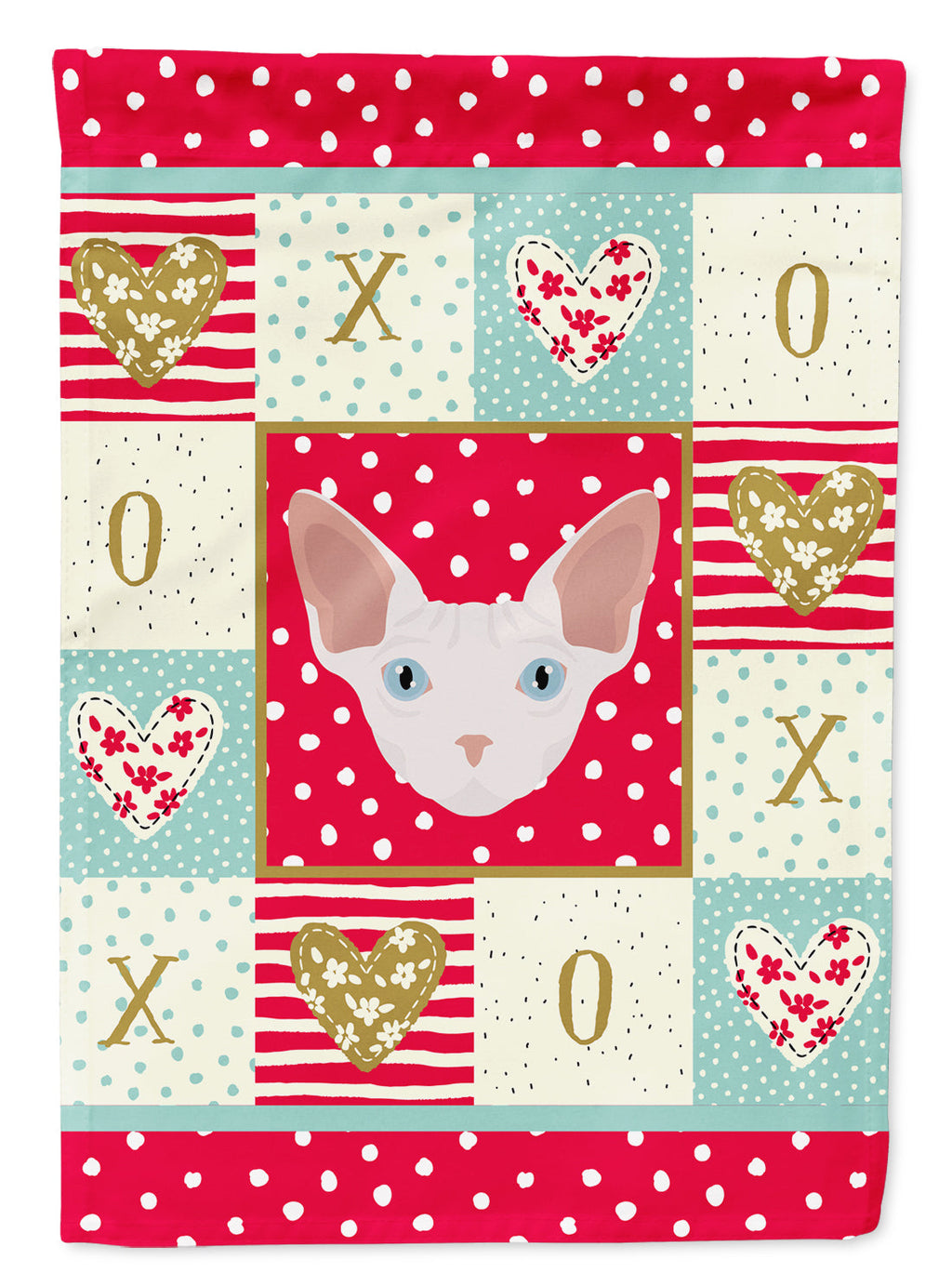 Sphynx Cat Love House Flag 28x40 Porch Sleeve Pole Decorative Outside Yard Banner Artwork Wall Hanging, Polyester