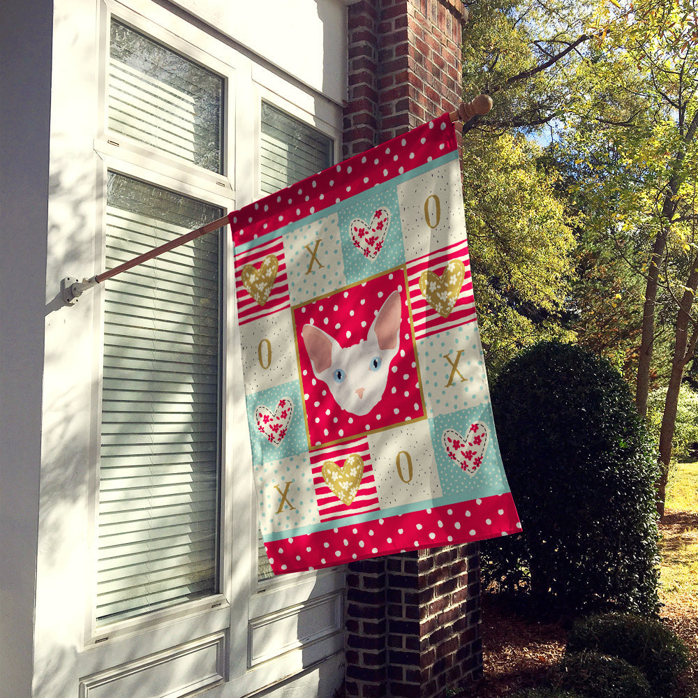 Sphynx Cat Love House Flag 28x40 Porch Sleeve Pole Decorative Outside Yard Banner Artwork Wall Hanging, Polyester