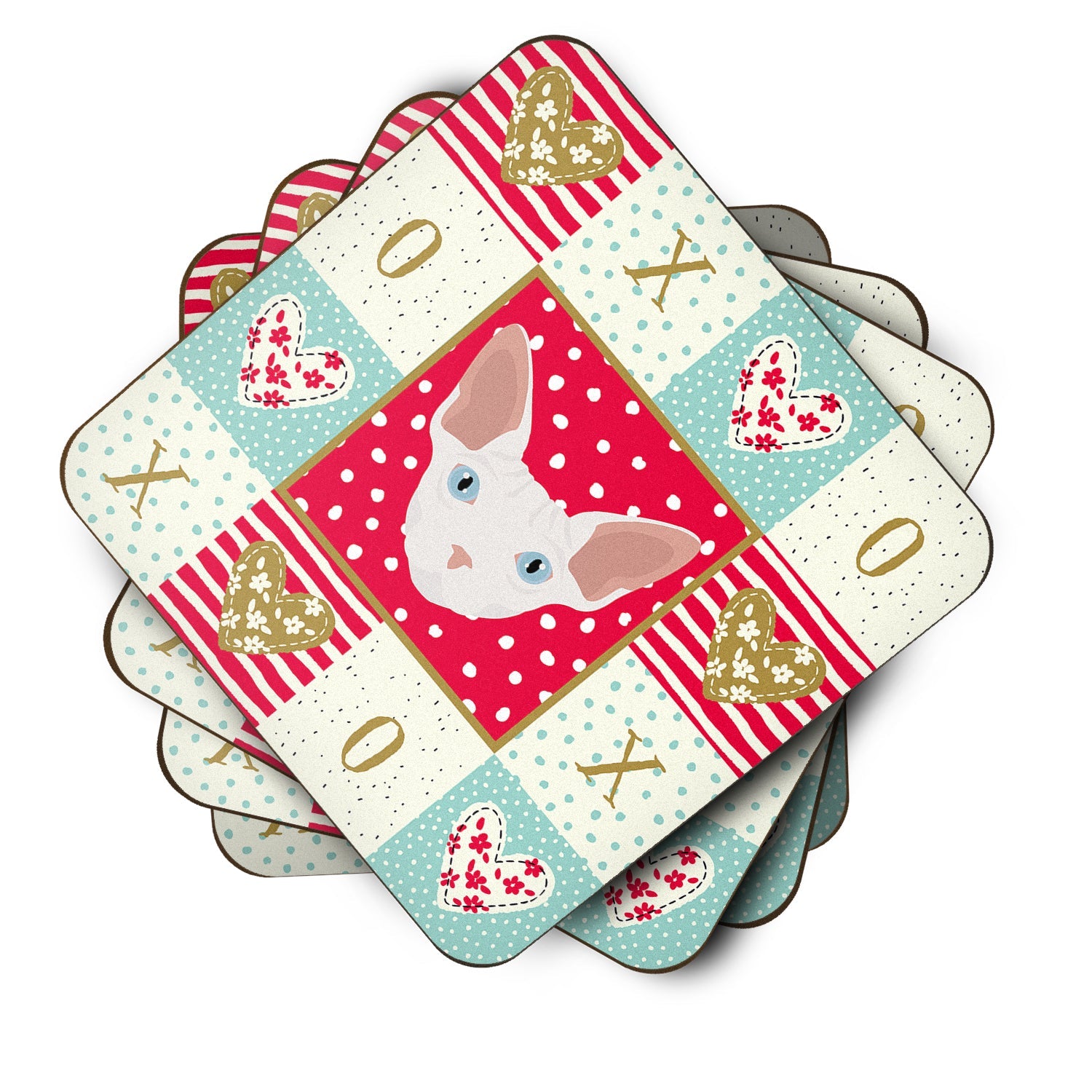 Sphynx Cat Love Foam Coasters Set of 4 Cup Coasters for Indoor Outdoor, Tabletop Protection, Anti Slip, Mouse pad Material