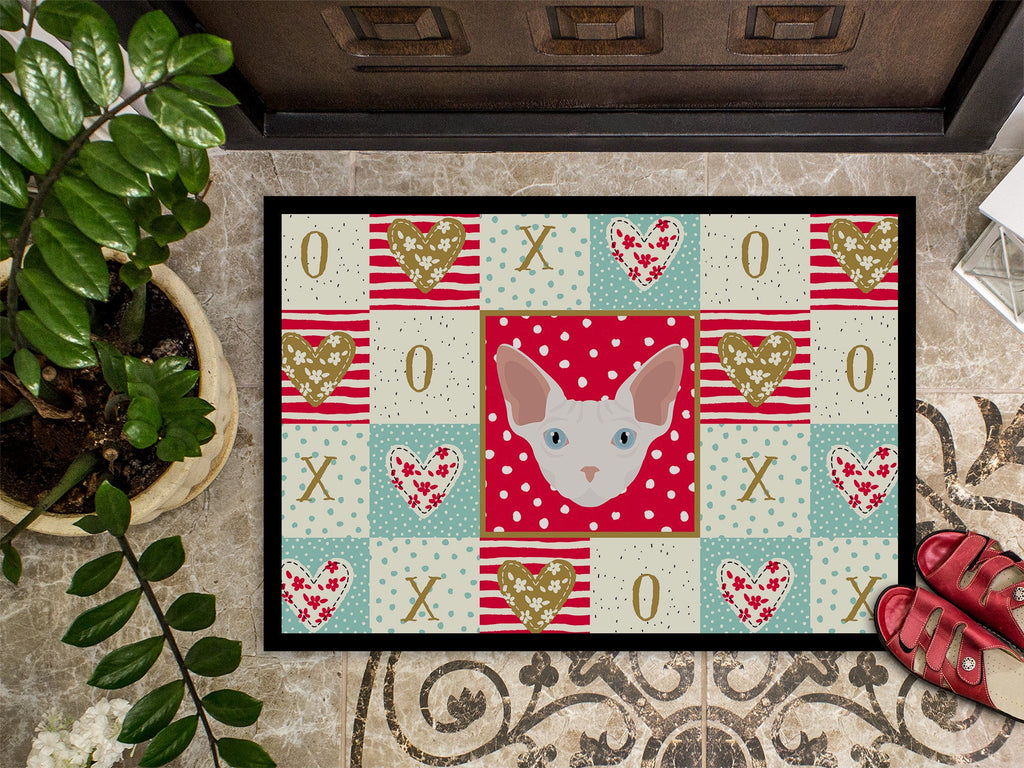 Sphynx Cat Love Doormat Indoor Outdoor 18H X 27W Front Door Mat Rugs for Entryway, Non Slip Washable