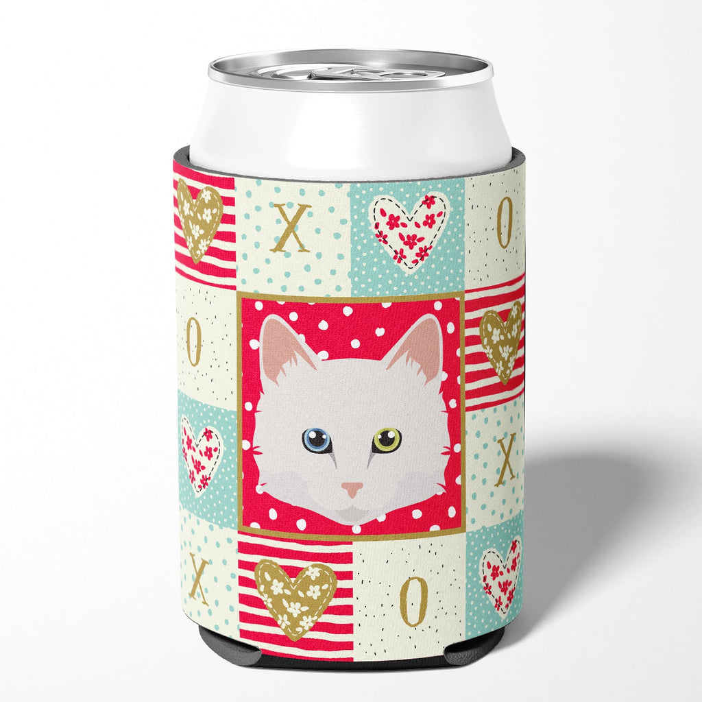 Turkish Angora Cat Love Can or Bottle Hugger Cooler Sleeve for Standard 12 oz Cans, Insulated Foam Beer & Soda Can Hugger Reusable