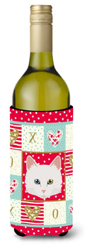 Turkish Angora Cat Love Wine Bottle Hugger Gift Sleeve for Standard 750 ml Bottles, Insulated Reusable Also Fits Mini Shot & Pint Bottles