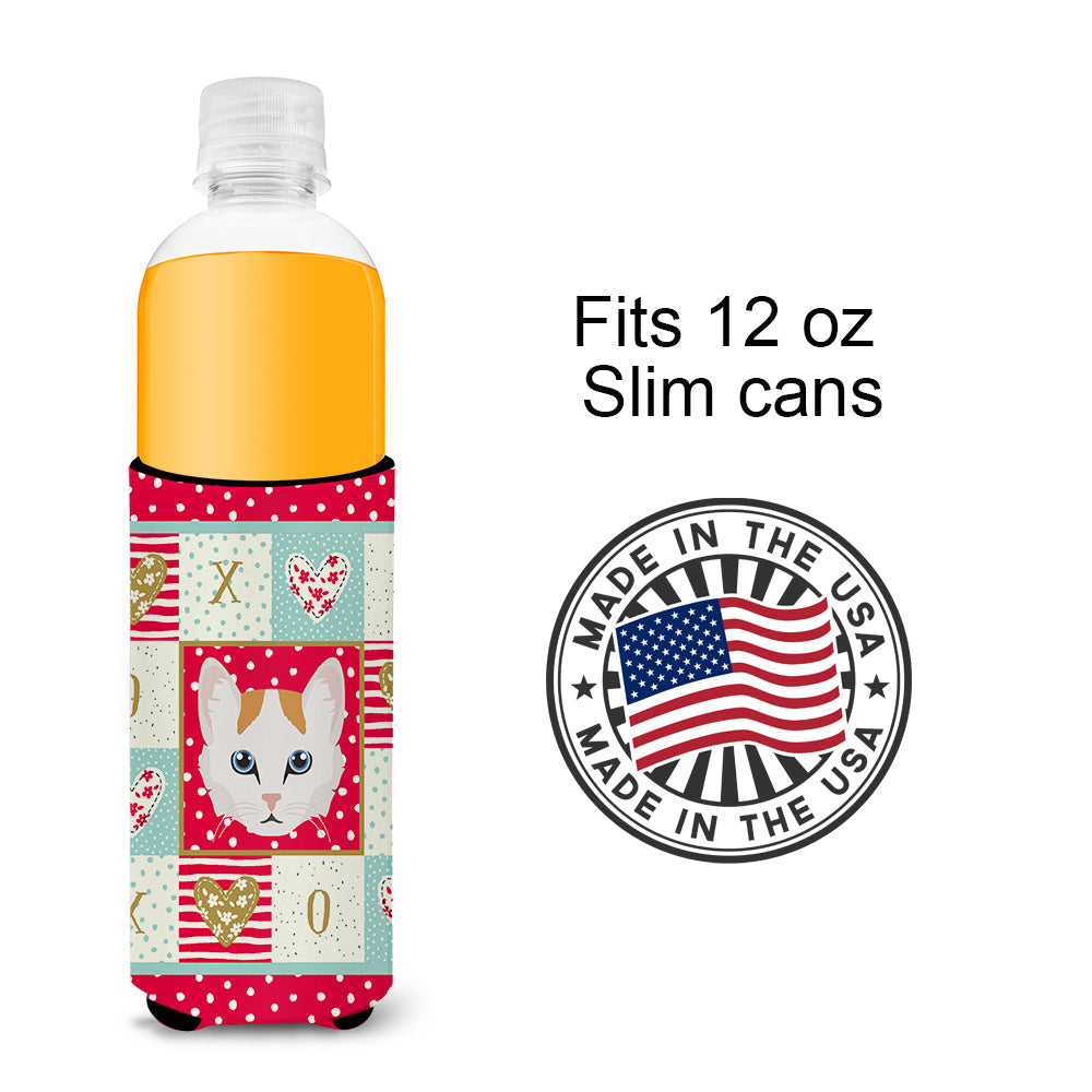 Turkish Van Cat Love Slim Can Hugger , Insulated Foam Hugger for 12 oz Slim Cans, Beer Bottles & Water Bottles, Printed in USA