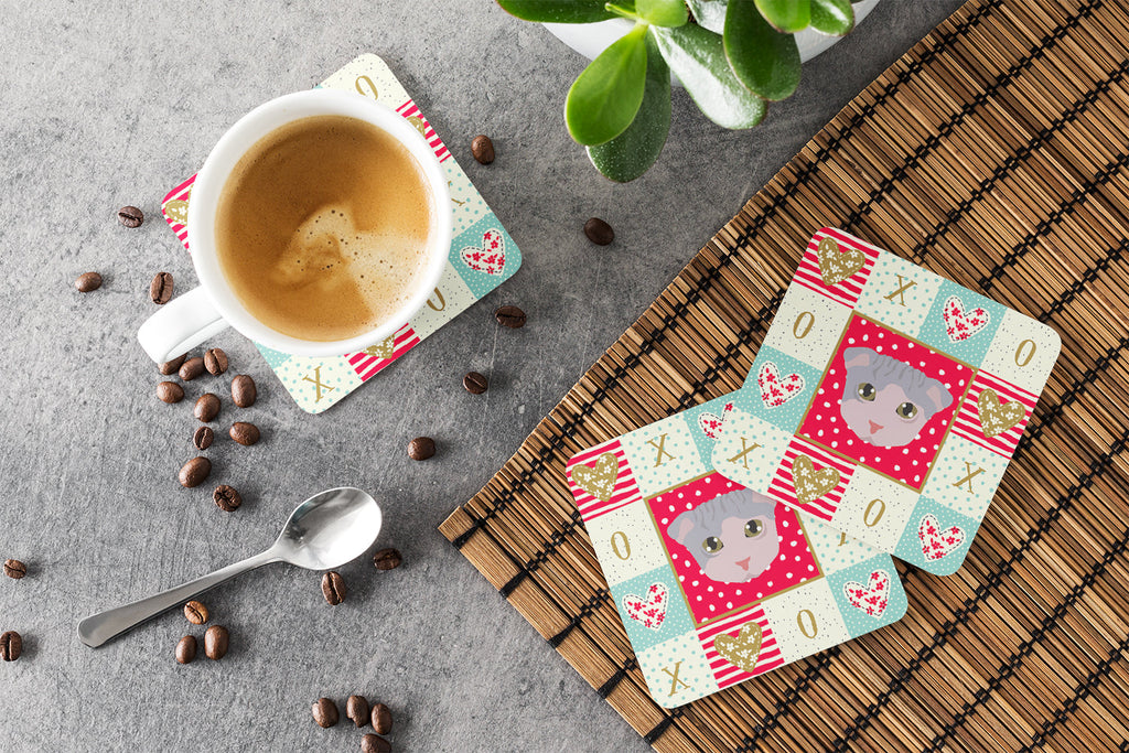 Ukrainian Levkoy Cat Love Foam Coasters Set of 4 Cup Coasters for Indoor Outdoor, Tabletop Protection, Anti Slip, Mouse pad Material